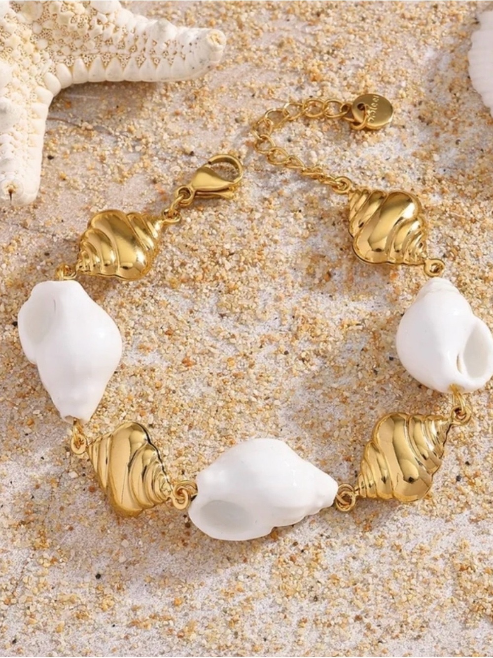 $12 or 3/$30! Gold and White Shell Link Bracelet - Women Jewelry Bracelets